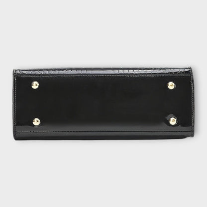 Laura's Glossy Crocodile Pattern Handbag