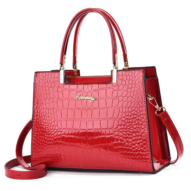 Laura's Glossy Crocodile Pattern Handbag