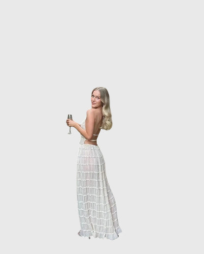 "Alesia" | Elegant summer dress with natural motifs.