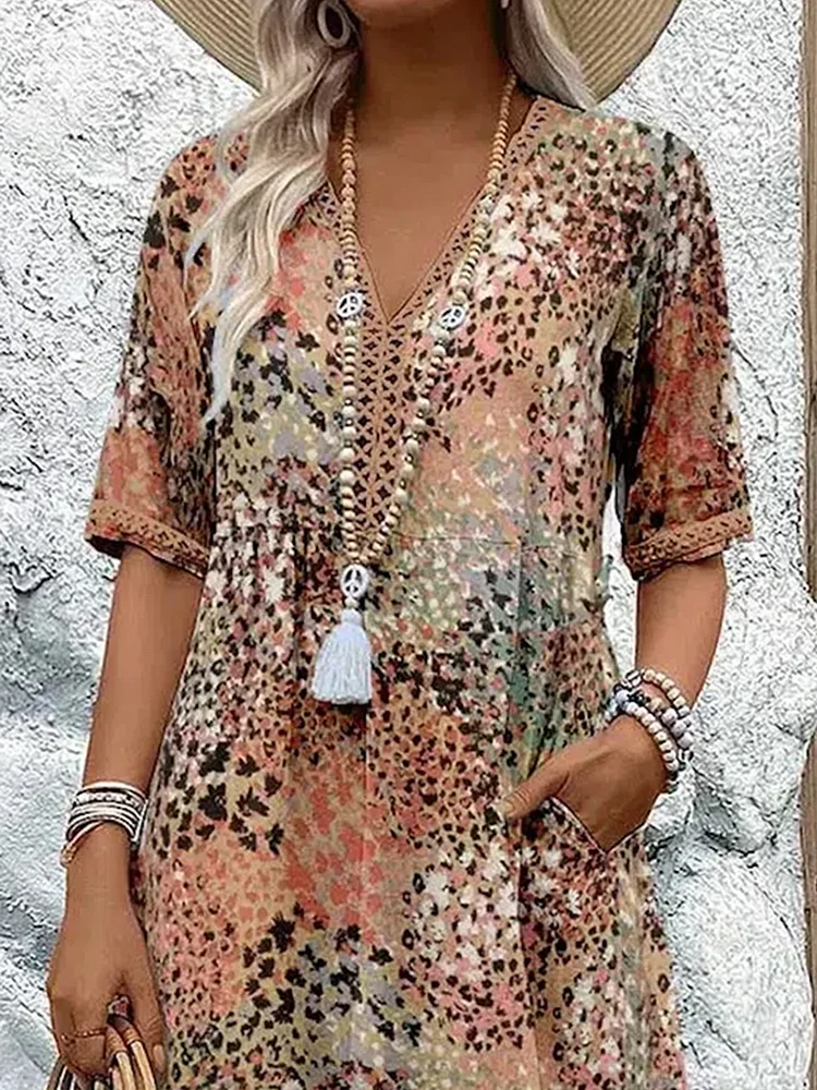 Priya | Elegant Floral Midi Dress with Belly Coverage