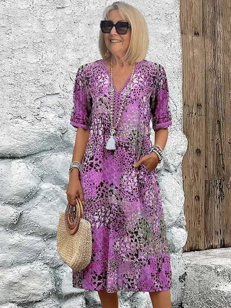 Priya | Elegant Floral Midi Dress with Belly Coverage