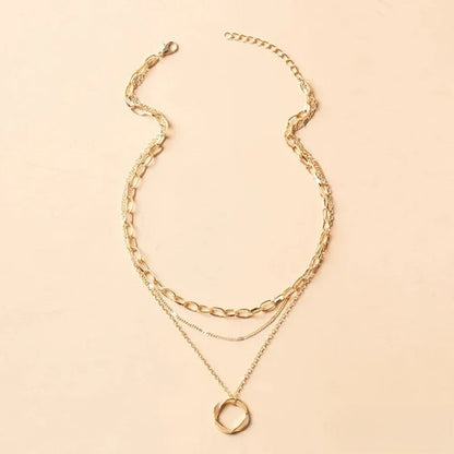 Retro Multi-Layered Gold Necklace