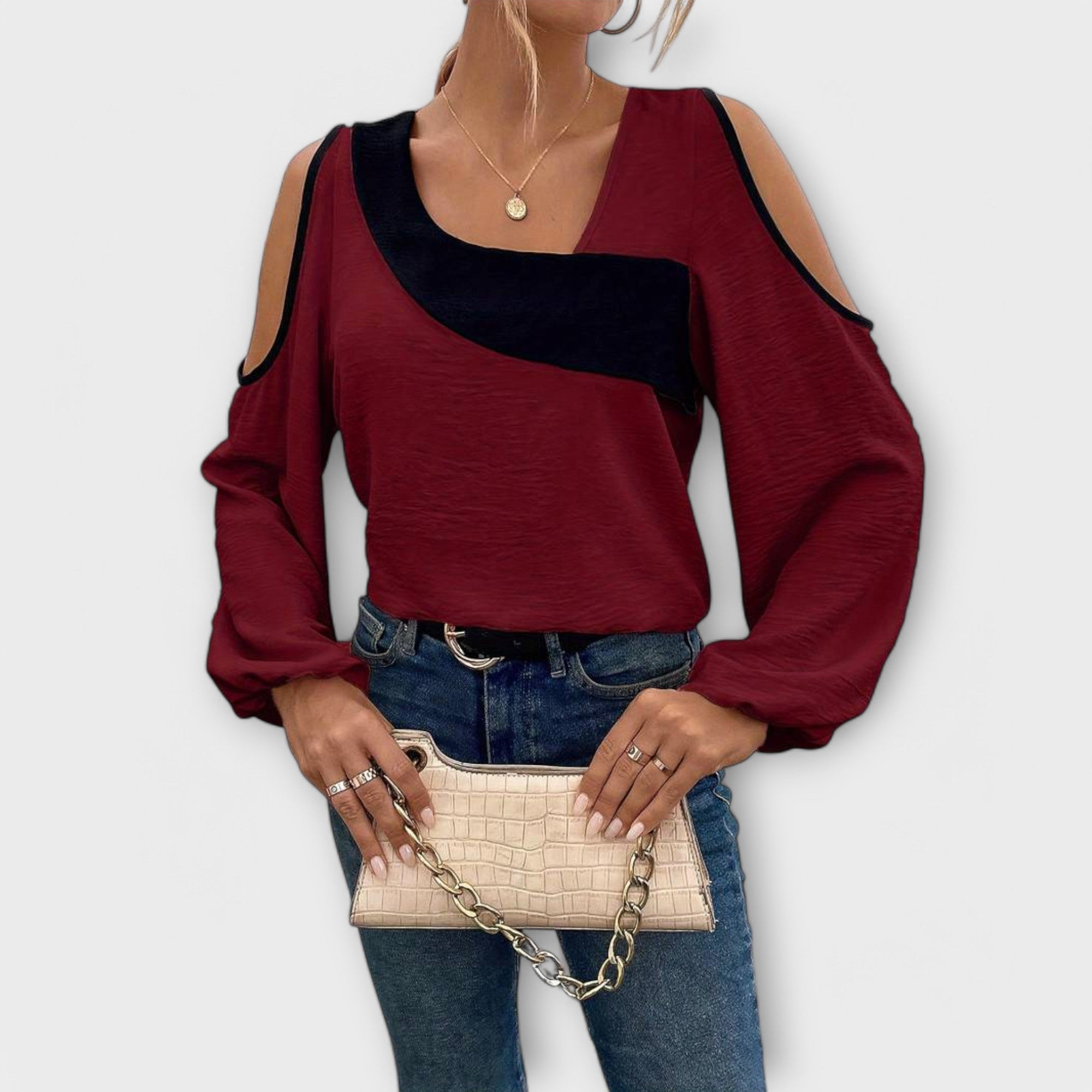 Scarlet Square Neck Long Sleeve Shirt
