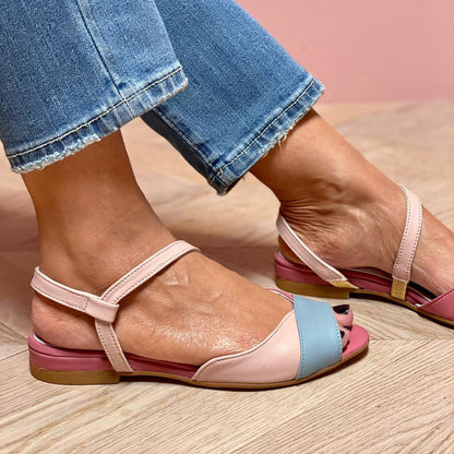Rosalina | Asymmetrical Pink Block Color Sandals