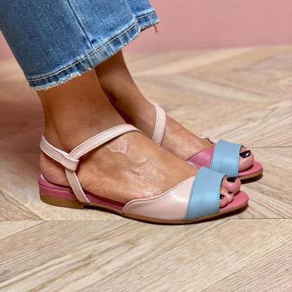 Rosalina | Asymmetrical Pink Block Color Sandals