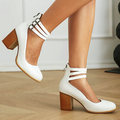 Ksilada | Plain sandals with ankle strap and thick sole
