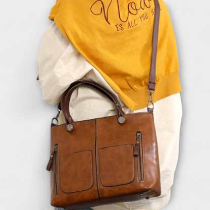 Laura's Elegant Leather Bag - Functional and Stylish Tote Bag