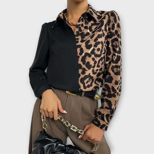 Elegant and Comfortable Black Shirt with Tiger Print