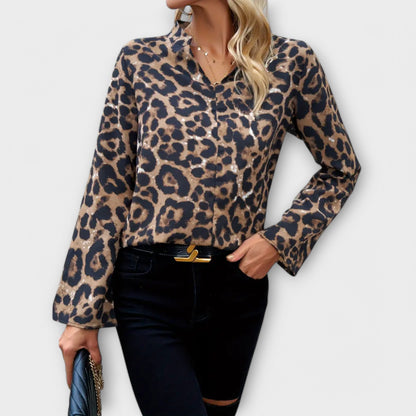 Casual Animal Print V-Neck Shirt