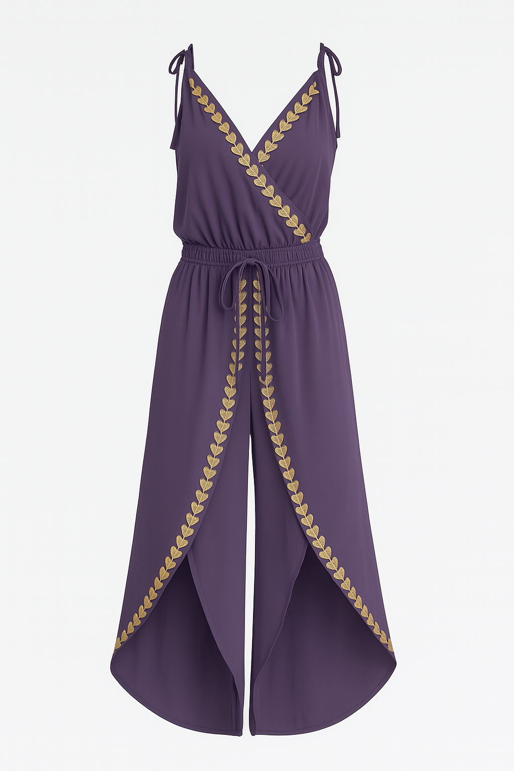 Saria – Jumper Dress with Gold Details and Leg Cuts
