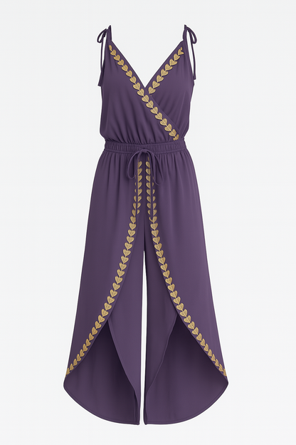 Saria – Jumper Dress with Gold Details and Leg Cuts