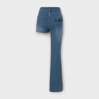 Asymmetrical Jeans with One Shoulder Strap