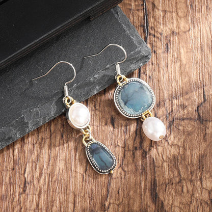 Retro Earrings with Natural Stones