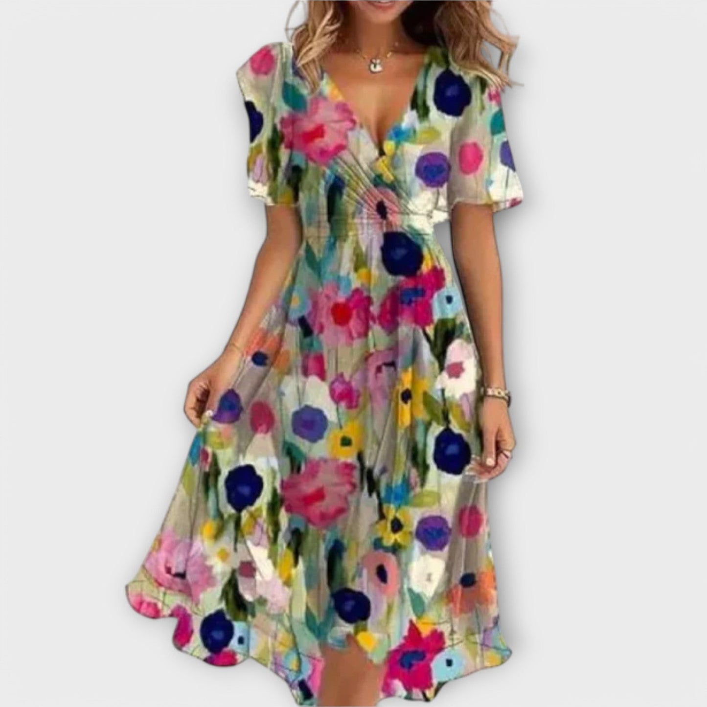 V-Neck Dress for Women with Elegant Silhouette