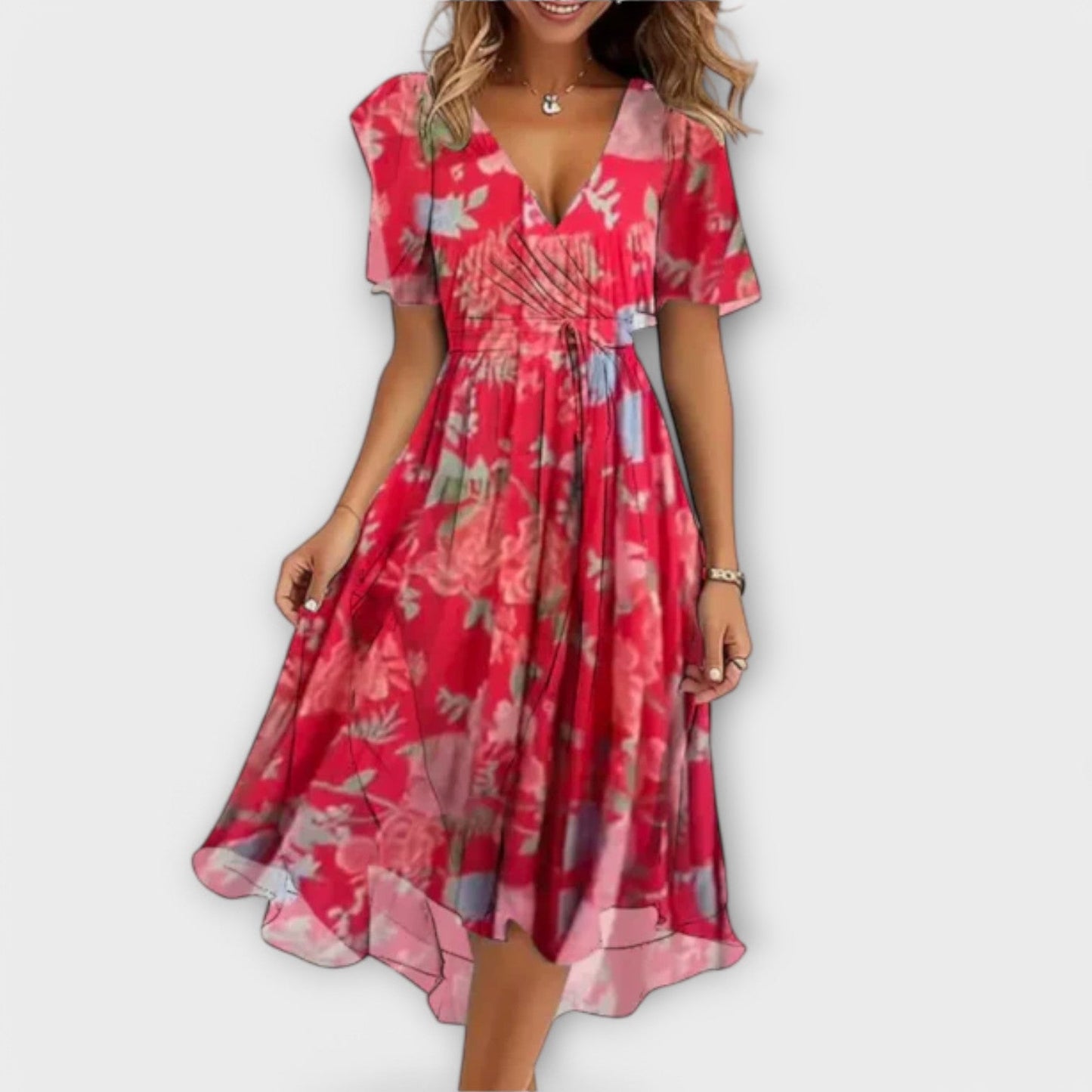 V-Neck Dress for Women with Elegant Silhouette