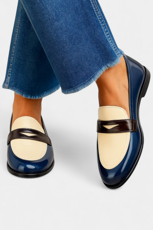 Bicolor Claudia Moccasins in Timeless Style