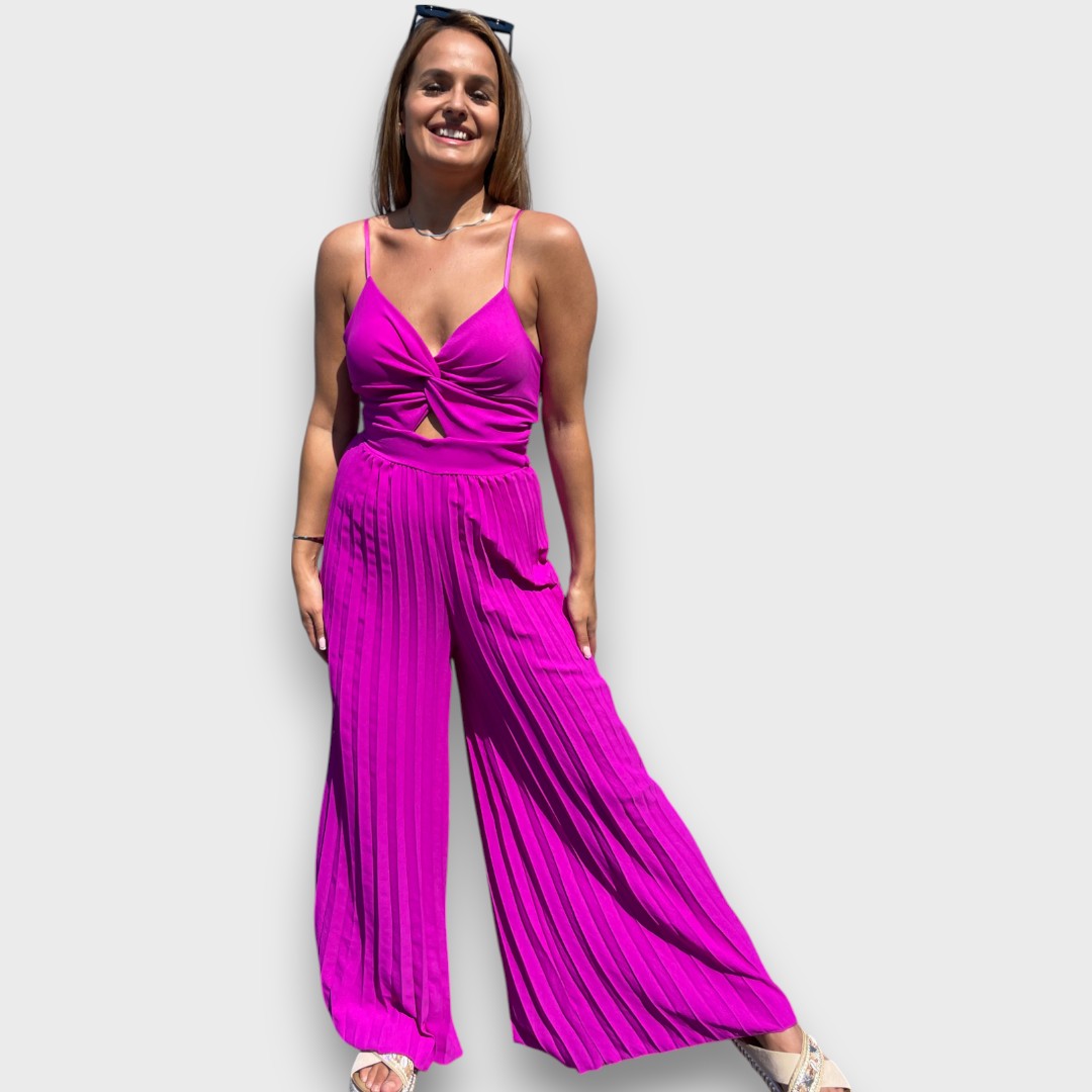 Elisa – Combi-Jump Suit in Violet with Twist Details