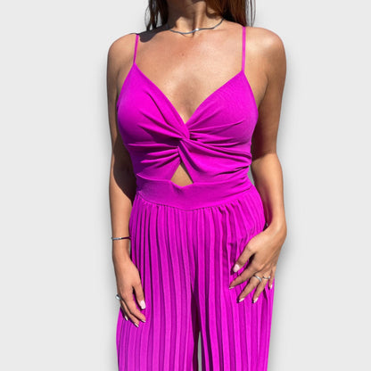 Elisa – Combi-Jump Suit in Violet with Twist Details