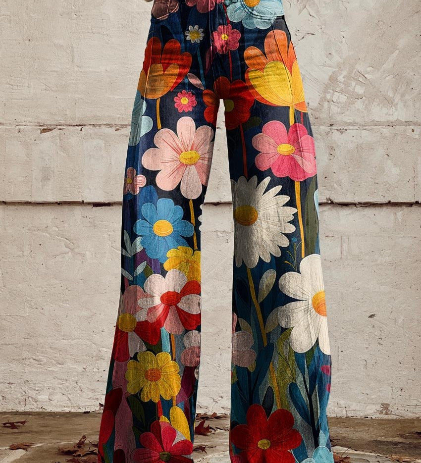 LÉNA | Elegant and Modern Wide-Leg Floral Trousers
