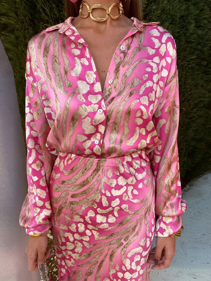 May | Elegant Satin Shirt Dress