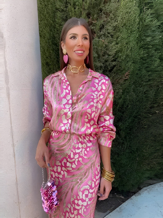 May | Elegant Satin Shirt Dress
