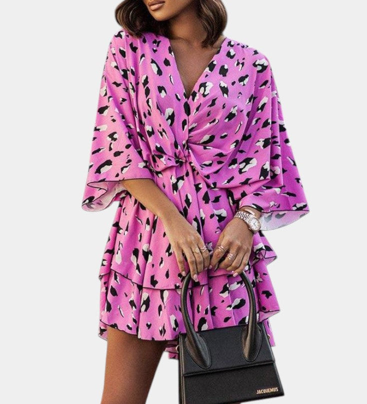 Eliza Mini Dress with Front Tie and Details