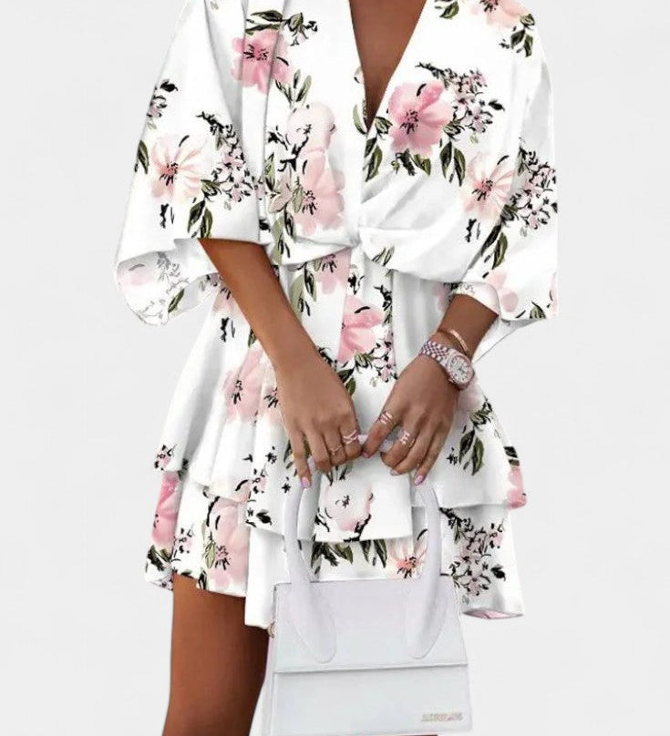 Eliza Mini Dress with Front Tie and Details