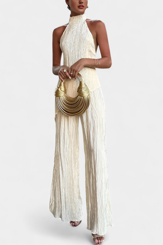 Elegant Pillarika Set with Asymmetric Top and Flowing Pants