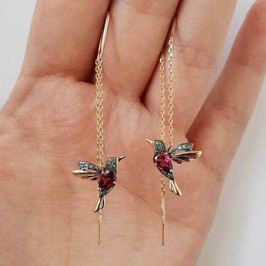 Hummingbird Jewelry with Enamel and Zirconia