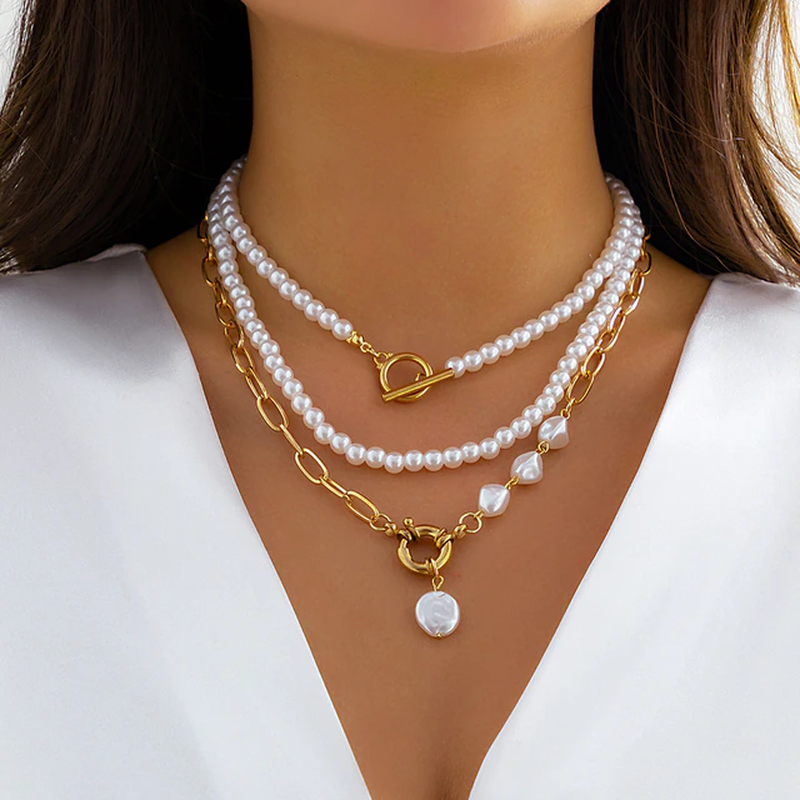 Elegant Multi-Layer Vintage Pearl Necklace