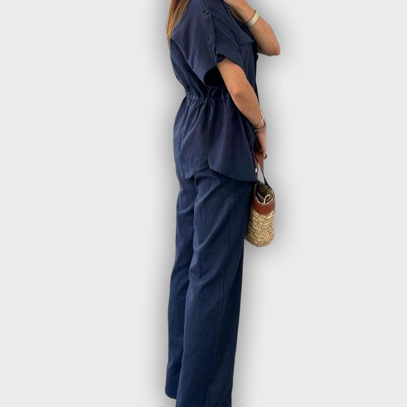 Casual Work Set for Women with Adjustable Drawstring