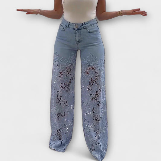 Patchwork Jeans with Lace