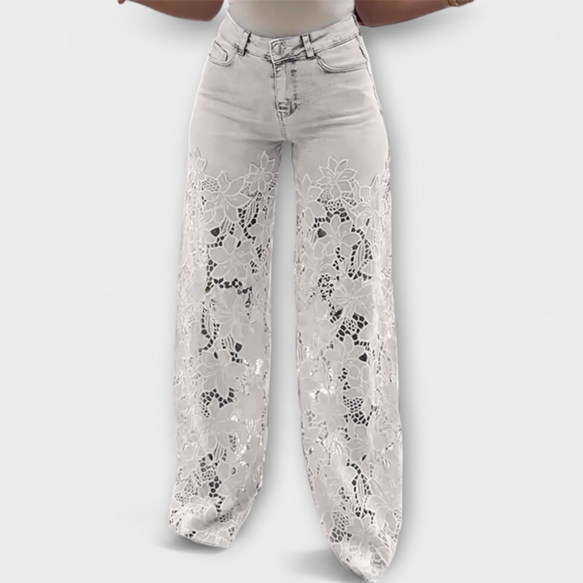 Patchwork Jeans with Lace