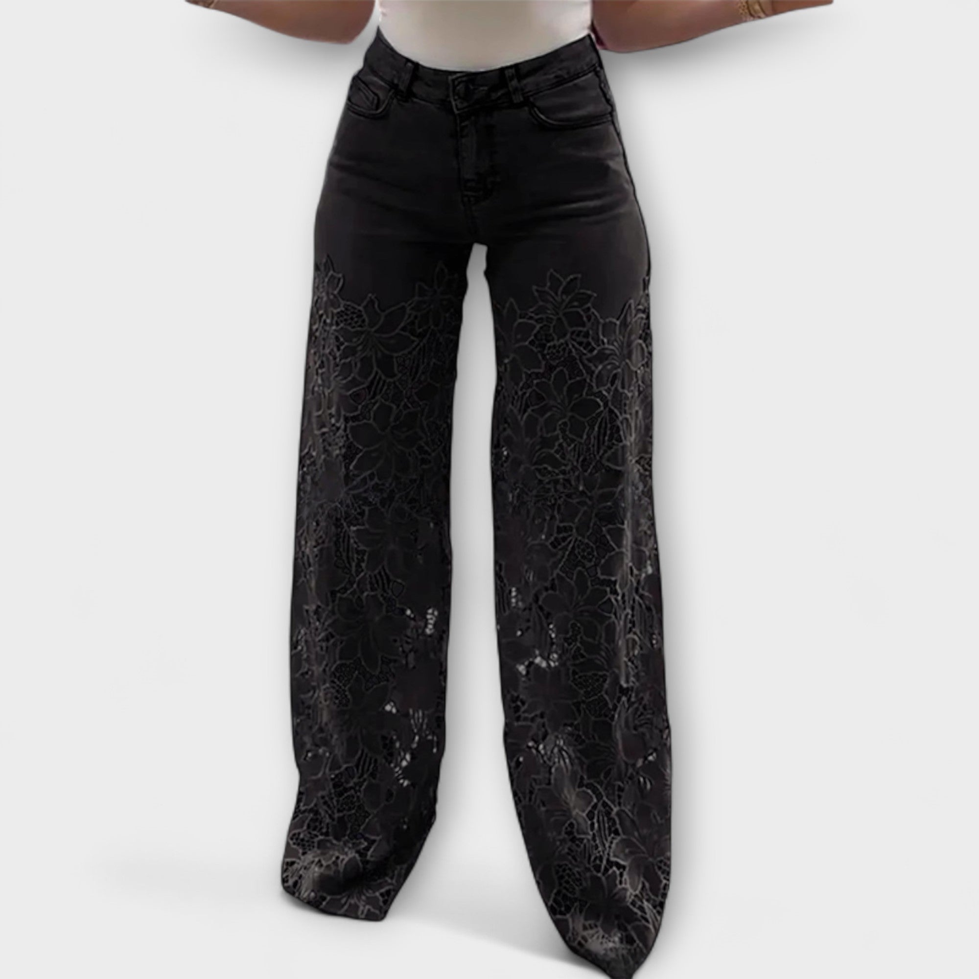 Patchwork Jeans with Lace