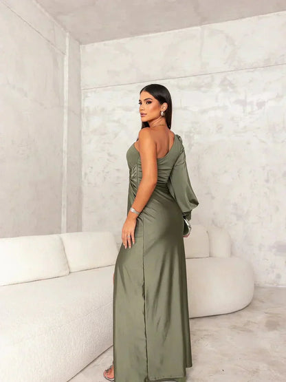Victoria™ | Elegant Silk Dress with Slit