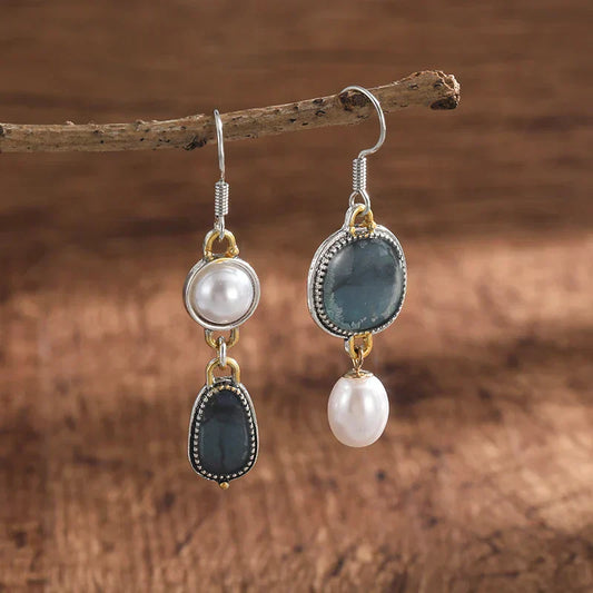 Retro Earrings with Natural Stones
