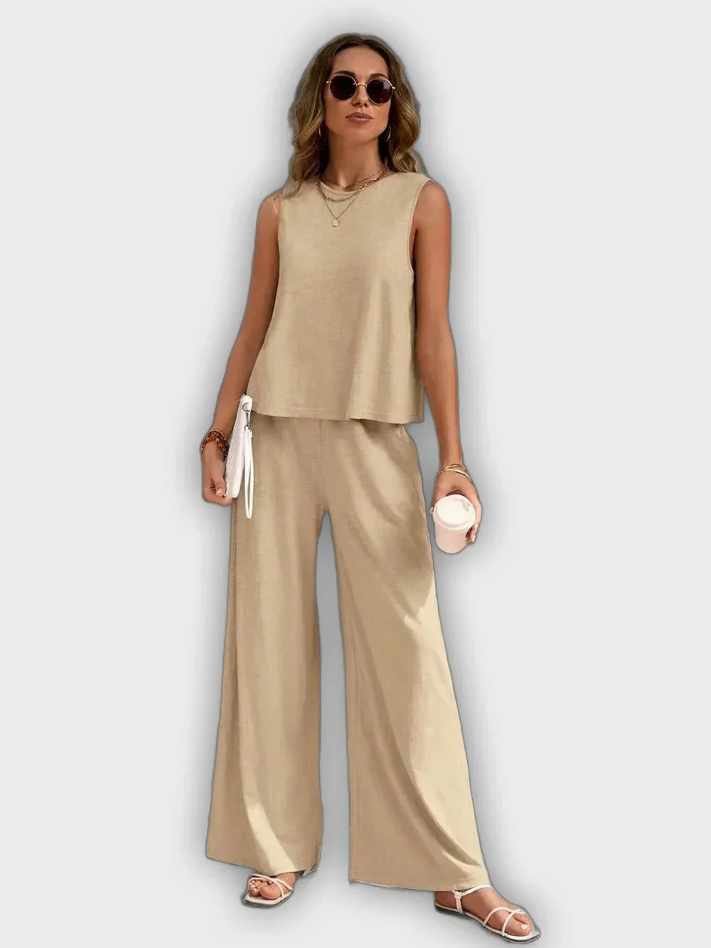 Two-Piece Comfortable Set for Women - Shirt and Pants for Summer
