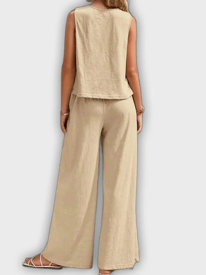 Two-Piece Comfortable Set for Women - Shirt and Pants for Summer